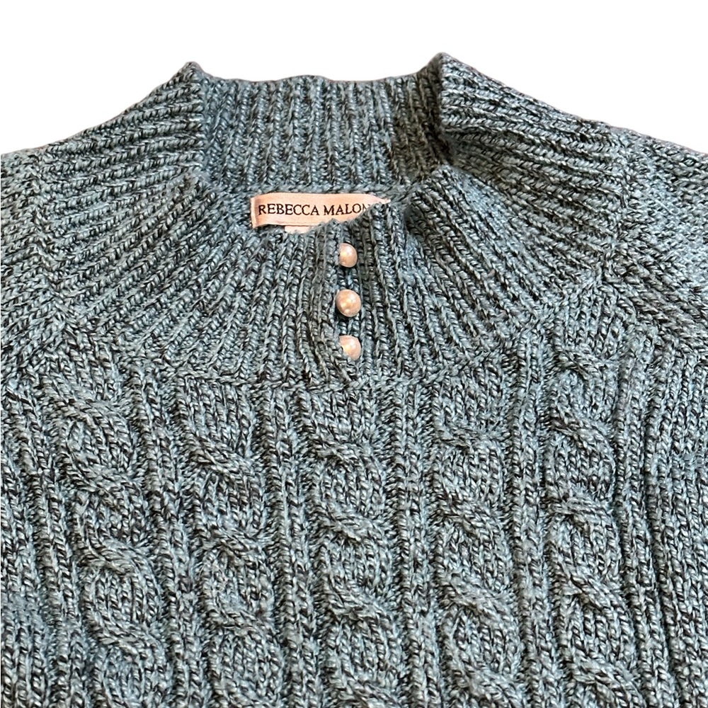 Rebecca Malone grew‎ crew neck with pearls at neck for looks XL